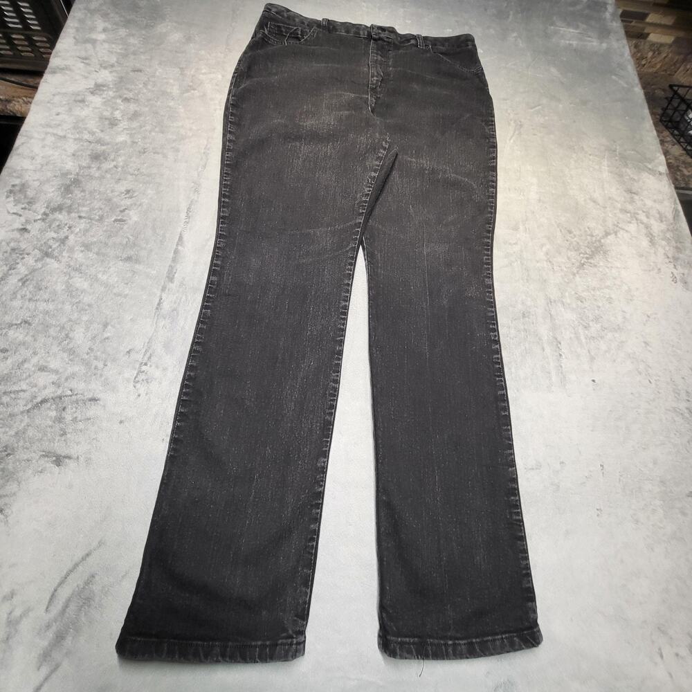 Lee Jeans Womens 16 Black Straight High Rise Relaxed Fit Stretch 5-Pocket